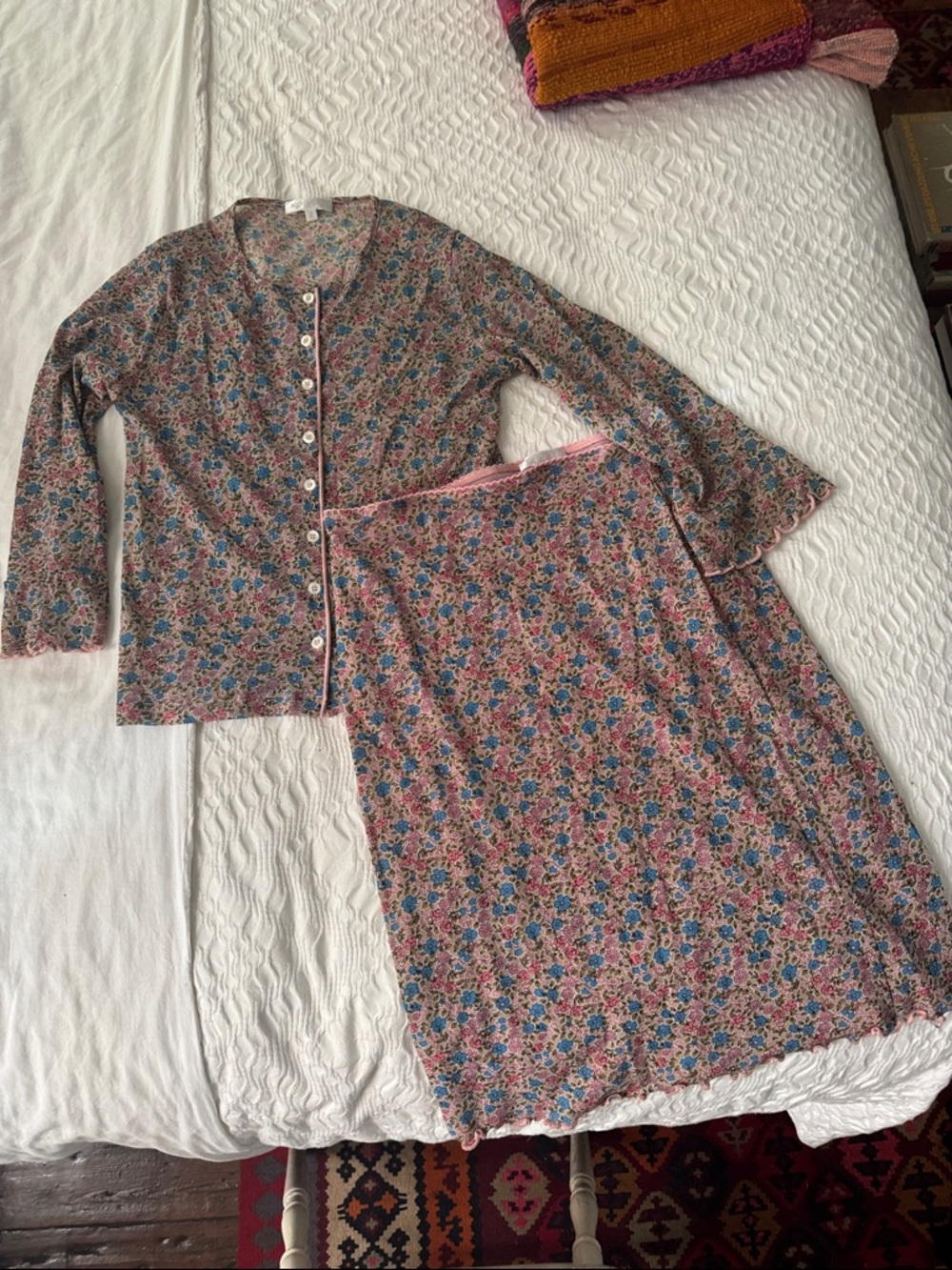 Kookai Pink Floral Button-Front Two-Piece Set. Size 0 (2 EU)